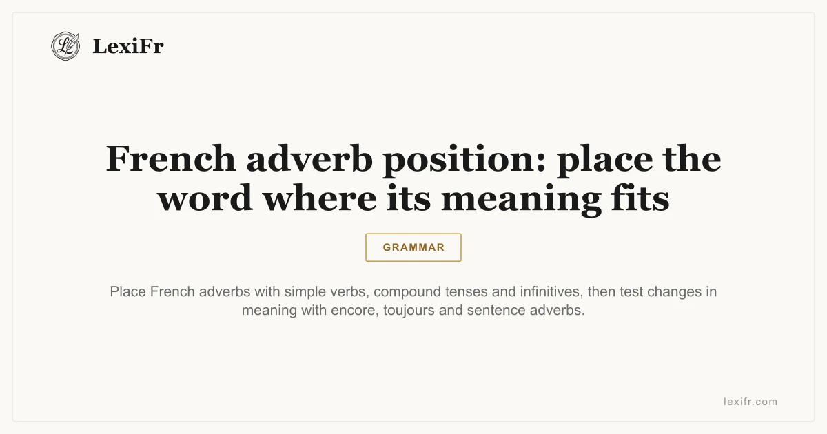 French adverb position: place the word where its meaning fits - article illustration